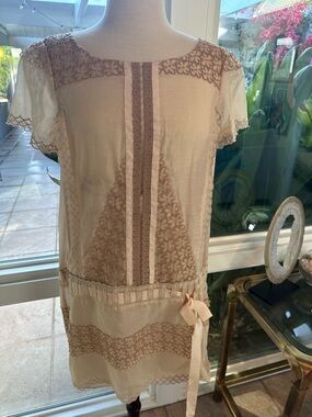 BCBGMaxAzria Neutral Blush Runway Linen Top